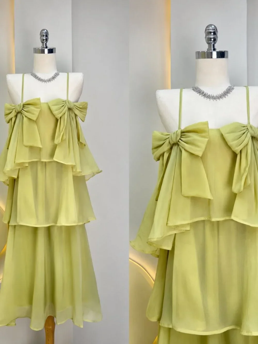 Pistachio Green Tiered Bow 2-Piece Set (Maxi Skirt & Top)